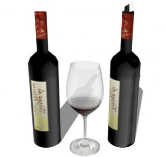 2瓶葡萄酒和酒杯SU模型下载_sketchup草图大师SKP模型