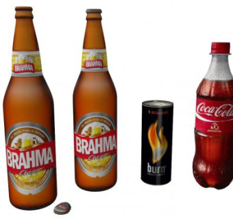 梵天啤酒瓶和可乐汽水SU模型下载_sketchup草图大师SKP模型