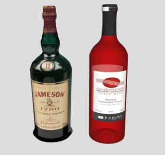 葡萄酒系列酒瓶酒水SU模型下载_sketchup草图大师SKP模型