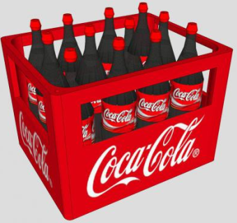篮子里的12瓶可乐汽水SU模型下载_sketchup草图大师SKP模型