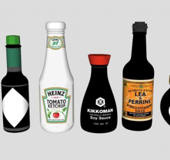 贴标签的调味料瓶系列SU模型下载_sketchup草图大师SKP模型