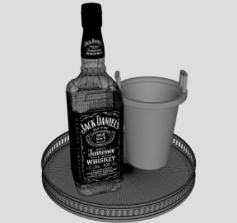 烈酒酒水和冰块桶SU模型下载_sketchup草图大师SKP模型