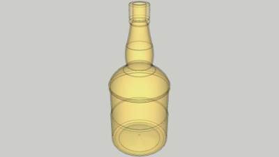 750毫升威士忌透明酒瓶SU模型下载_sketchup草图大师SKP模型