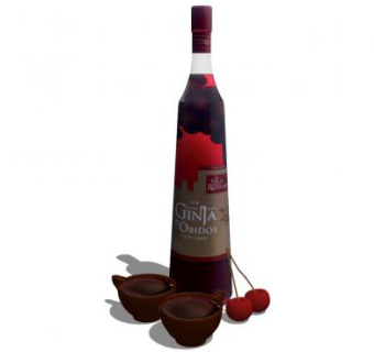 樱桃果酒标签酒瓶SU模型下载_sketchup草图大师SKP模型