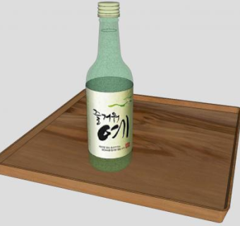 木托盘上的韩国真露SU模型下载_sketchup草图大师SKP模型