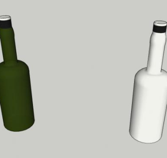 绿白色酒瓶SU模型下载_sketchup草图大师SKP模型