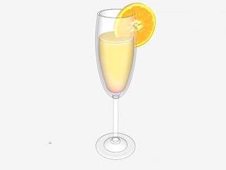 柳橙汁玻璃杯SU模型下载_sketchup草图大师SKP模型