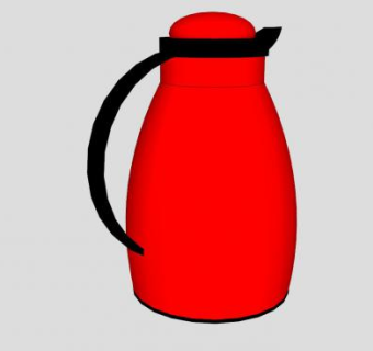 红色水壶黑色壶盖把手SU模型下载_sketchup草图大师SKP模型