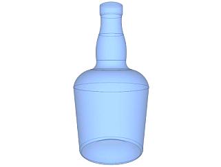 蓝色透明玻璃瓶SU模型下载_sketchup草图大师SKP模型