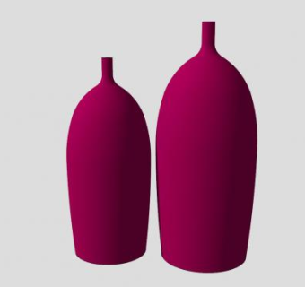 粉红色落地陶瓷花瓶装饰SU模型下载_sketchup草图大师SKP模型