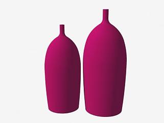 粉红色落地陶瓷花瓶装饰SU模型下载_sketchup草图大师SKP模型