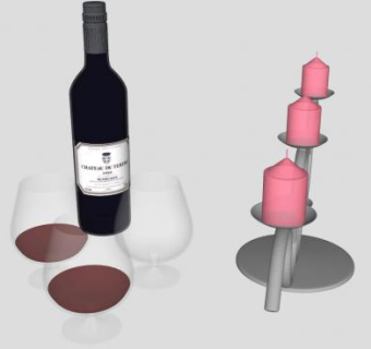 酒水酒杯烛台蜡烛SU模型下载_sketchup草图大师SKP模型