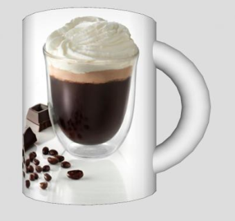 白色印花咖啡杯SU模型下载_sketchup草图大师SKP模型