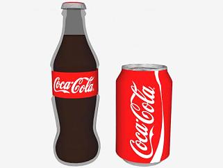 可口可乐玻璃瓶和易拉罐SU模型下载_sketchup草图大师SKP模型