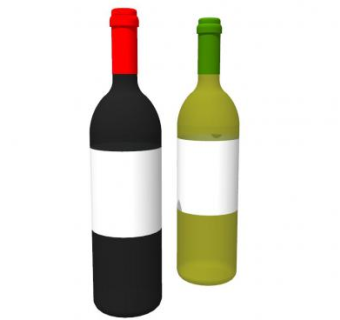 红白酒瓶白色标签SU模型下载_sketchup草图大师SKP模型