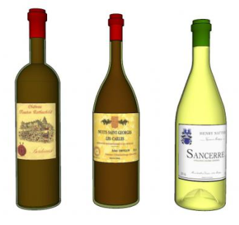 红白葡萄酒酒水酒瓶SU模型下载_sketchup草图大师SKP模型