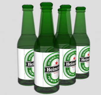 6瓶喜力啤酒酒瓶SU模型下载_sketchup草图大师SKP模型