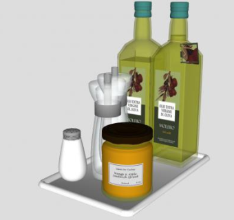橄榄油胡椒盐调味料SU模型下载_sketchup草图大师SKP模型