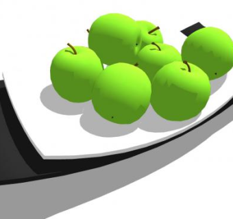 黑白果盘上的青苹果SU模型下载_sketchup草图大师SKP模型