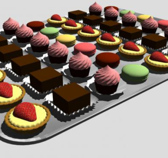 烤盘上的法式糕点SU模型下载_sketchup草图大师SKP模型