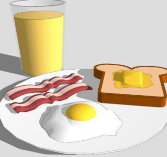 西式早餐饮品盘SU模型下载_sketchup草图大师SKP模型