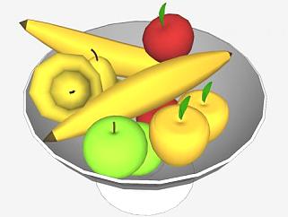 高脚果盘中的水果SU模型下载_sketchup草图大师SKP模型