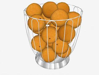 铁艺篮子中的柑橘SU模型下载_sketchup草图大师SKP模型