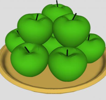 盘上的青苹果SU模型下载_sketchup草图大师SKP模型