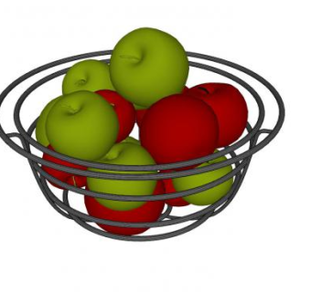 果碗中的青红苹果SU模型下载_sketchup草图大师SKP模型