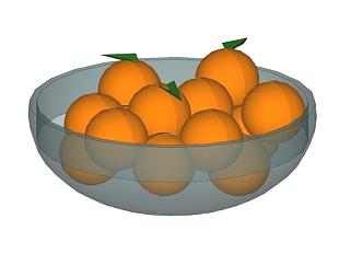 玻璃<em>碗</em>中的橘子SU模型下载_sketchup草图大师SKP模型