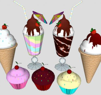 冰淇淋甜筒糕点SU模型下载_sketchup草图大师SKP模型