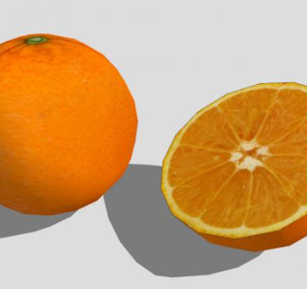 完整和切半的橙子SU模型下载_sketchup草图大师SKP模型