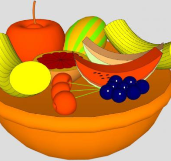 盘中的什锦水果SU模型下载_sketchup草图大师SKP模型