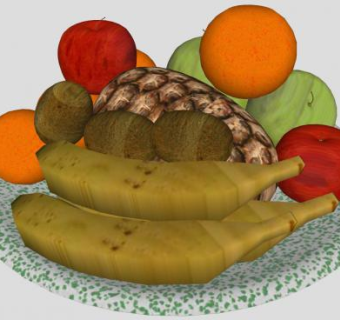 玻璃盘中的水果SU模型下载_sketchup草图大师SKP模型