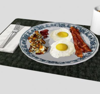 西式早餐和咖啡SU模型下载_sketchup草图大师SKP模型