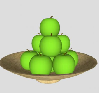 叠层的青苹果果碗SU模型下载_sketchup草图大师SKP模型