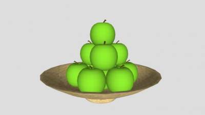 叠层的青苹果果碗SU模型下载_sketchup草图大师SKP模型