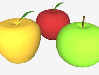 三色苹果水果SU模型下载_sketchup草图大师SKP模型