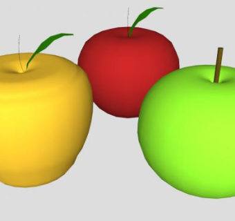 三色苹果水果SU模型下载_sketchup草图大师SKP模型