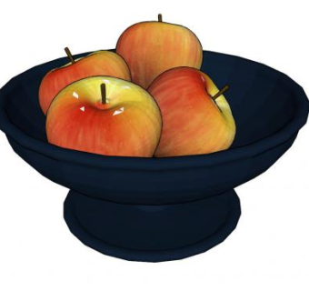 果盘中的四个苹果SU模型下载_sketchup草图大师SKP模型