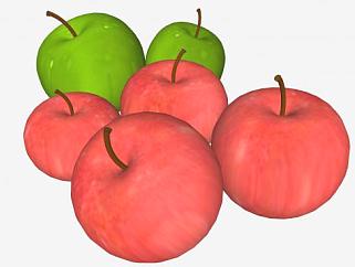 4个红苹果和2个绿苹果SU模型下载_sketchup草图大师SKP模型