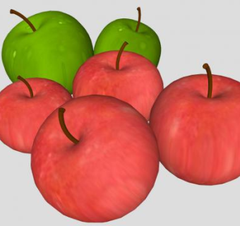 4个红苹果和2个绿苹果SU模型下载_sketchup草图大师SKP模型