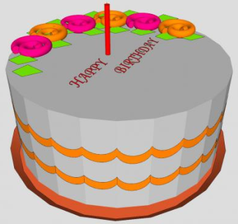 奶油裱花生日蛋糕SU模型下载_sketchup草图大师SKP模型