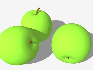 3个<em>青</em>苹果水果SU模型下载_sketchup草图大师SKP模型