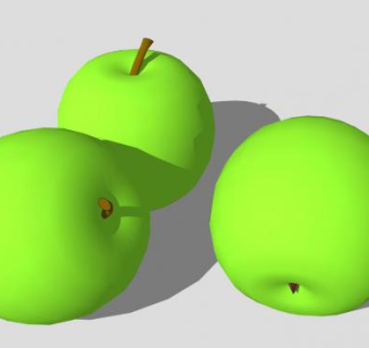 3个青苹果水果SU模型下载_sketchup草图大师SKP模型