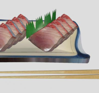 餐具筷子和生鱼片SU模型下载_sketchup草图大师SKP模型