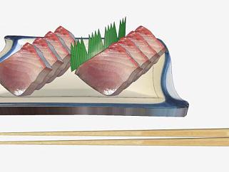 餐具筷子和生鱼片SU模型下载_sketchup草图大师SKP模型