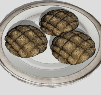 日本菠萝面包SU模型下载_sketchup草图大师SKP模型