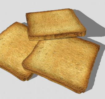 3片烤土司面包SU模型下载_sketchup草图大师SKP模型