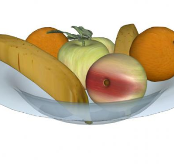 玻璃盘中的三种水果SU模型下载_sketchup草图大师SKP模型